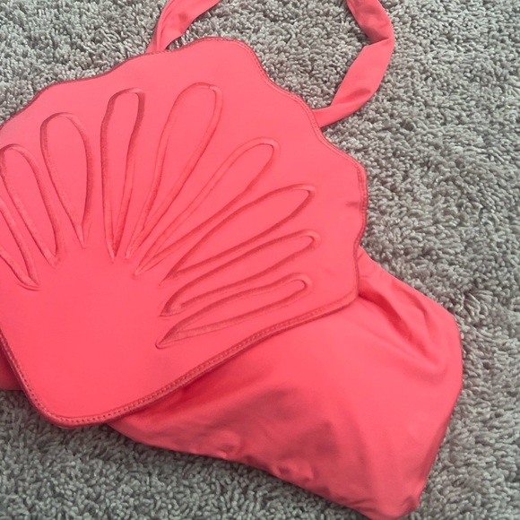 NWT new medium Anthropologie Farm Rio sea shell swim top halter tie coral pink - Picture 11 of 14